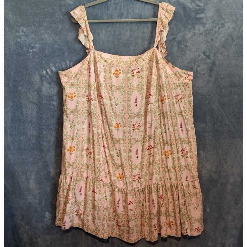 AguaBendita Target Mini Dress 3X Floral Tile Dainty Blush Pink Flutter Sleeve